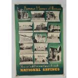 A Vintage Original 1948 National Savings Poster Illustrating Famous Homes of Britain 76 x 51cm