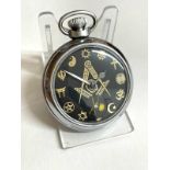 Vintage Masonic automaton pocket watch (rotating skull and crossbones) working