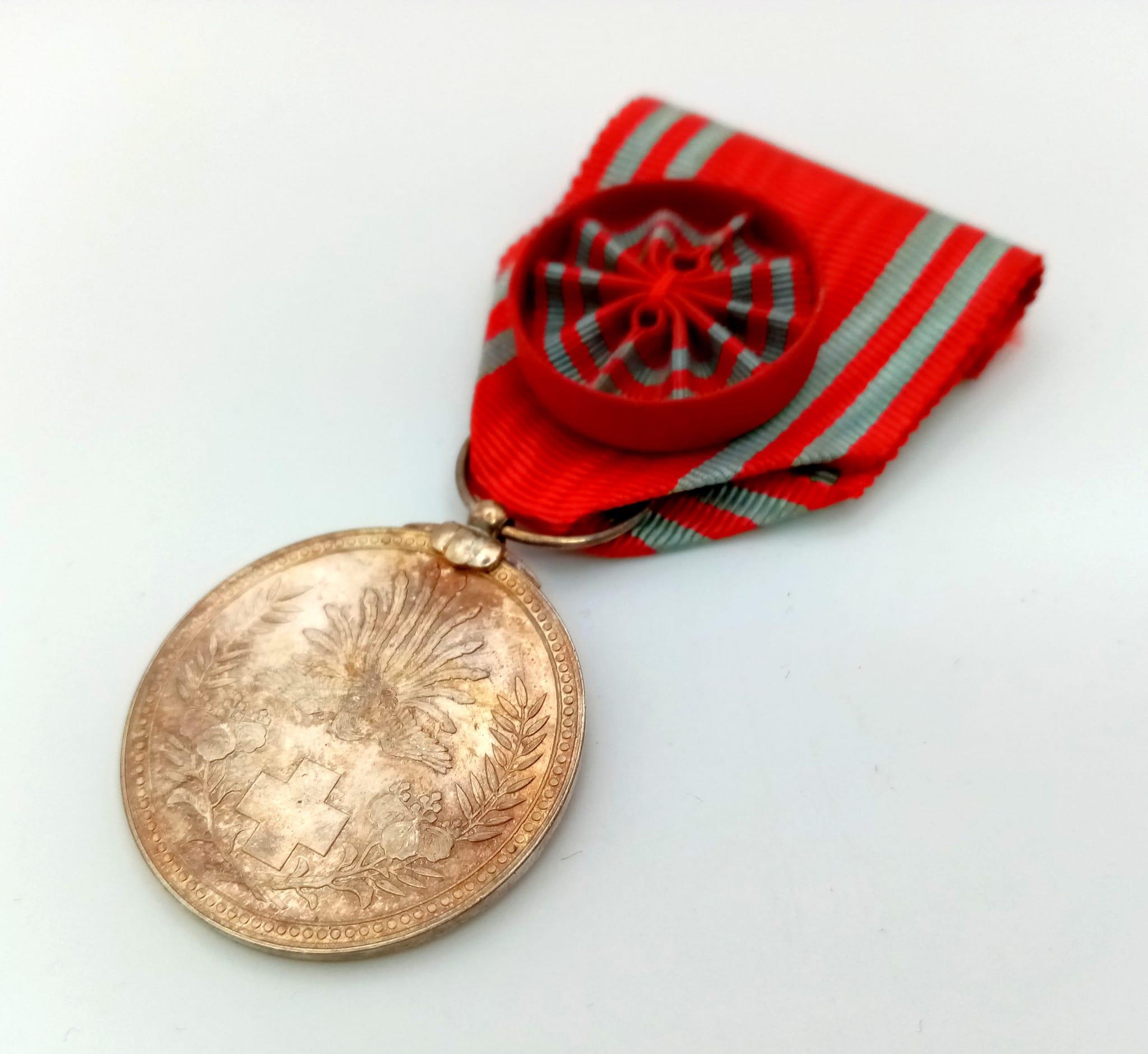 Japanese WW2 Red Cross Order Medal with Rosette, comes in Original Presentation Box. - Image 3 of 4