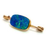 A Victorian 9K Yellow Gold and Opal Bar Brooch. Incredible Australian opal with shimmering