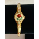 Ladies VINTAGE BUCHERON BRACELET WATCH. Swiss made flip- top model having Beautiful floral