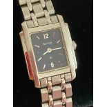 Ladies ACCURIST Quartz wristwatch LB 552, ‘Tank’ design having square face with blue dial,silver