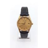 ZENITH GOLD TONE BROWN LEATHER STRAP WATCH FULL WORKING ORDER WITH ORIGINAL BOX AND PAPERS