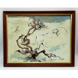 An Original Kathleen Jukes Painting - Seagull Ballet. In frame - 44 x 35cm
