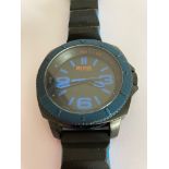 HUGO BOSS DIVERS WATCH HB227, having extremely large dial ,finished in navy blue with bright blue