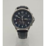 A Junkers Mount Everest Watch. Blue leather strap. Stainless steel case - 40mm. Automatic
