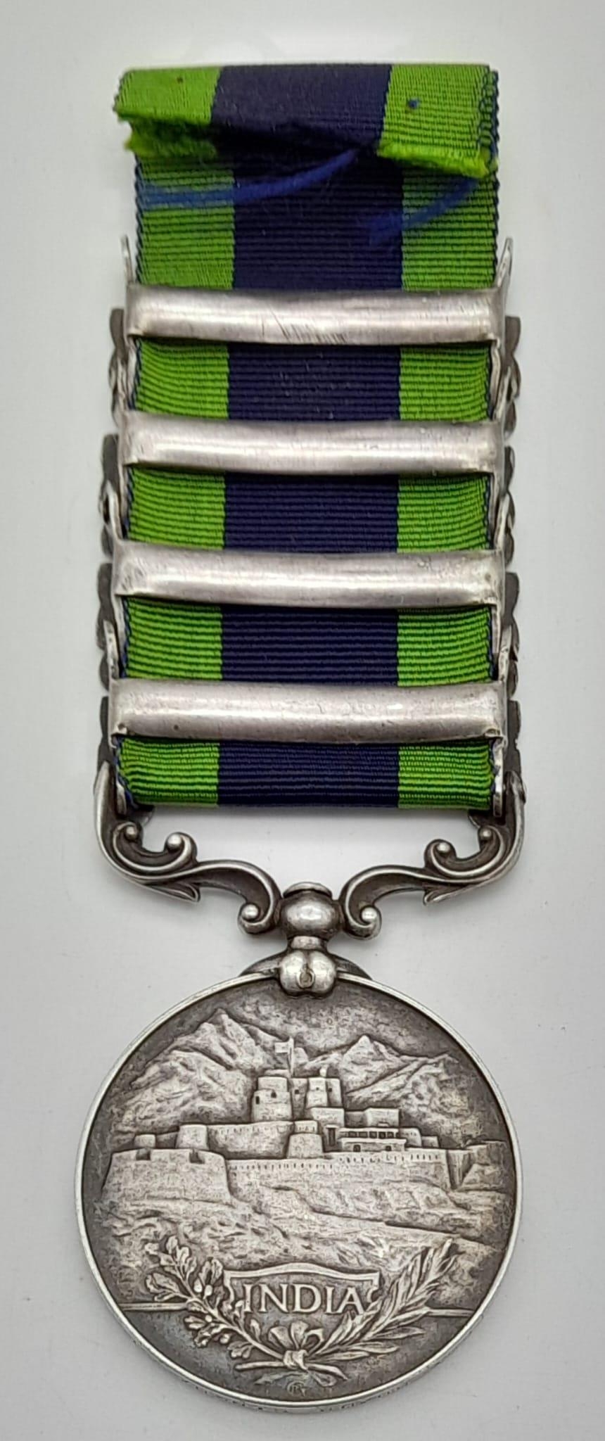 India General Service Medal 1908 with four clasps: Afghanistan NWF 1919, Mahsud 1919-20, - Image 2 of 5