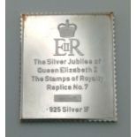 Sterling Silver, Silver Jubilee Stamp of Royalty Replica Number 7, Weighs 20.8G