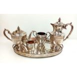 An Antique Cahoon Brothers of Belfast Silver Plated Tea and Coffee Set. Tea pot, coffee pot, sugar