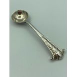 Antique SILVER SALT SPOON having unusual and attractive design to handle clear hallmark for LONDON