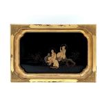Antique circa 1680-1700AD Japanese Buddhist Lacquer Painting, with ornate gilt frame. In need of