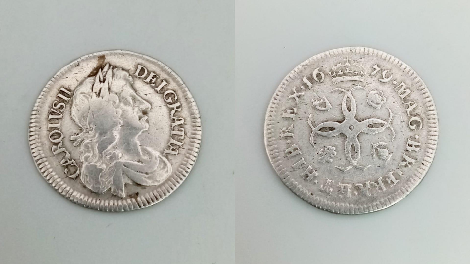 A Charles II 1679 Silver Fourpence Coin. S3384. Please see photos for conditions. - Image 2 of 4