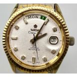 A Gold Plated Titoni Cosmo king 25 Jewel Automatic Gents Watch. Gold plated strap and two tone