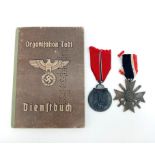 RARE 3rd Reich Organisation Todt Dienst Buch (Service Book) with lots of stamped entries in his