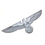 3rd Reich Art Deco Style Aluminium Wall Eagle. 94cm x 32cm.