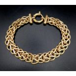 A Lovely Vintage Platter-Link 9K Yellow Gold Bracelet. 20cm. 12.11g.