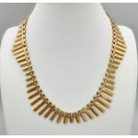 A 9K Yellow Gold Egyptian-Esque Choker Necklace. 40cm. 34.2g. Ref: 6-2230