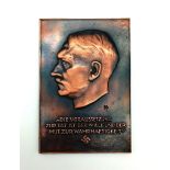 3rd Reich Copper Plated Cased Fuhrer Plaque. Awarded to middle ranking political and state officials