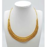 An Asian 22k Yellow Gold Choker Necklace. 36cm. 30.5g. Ref: 5-714