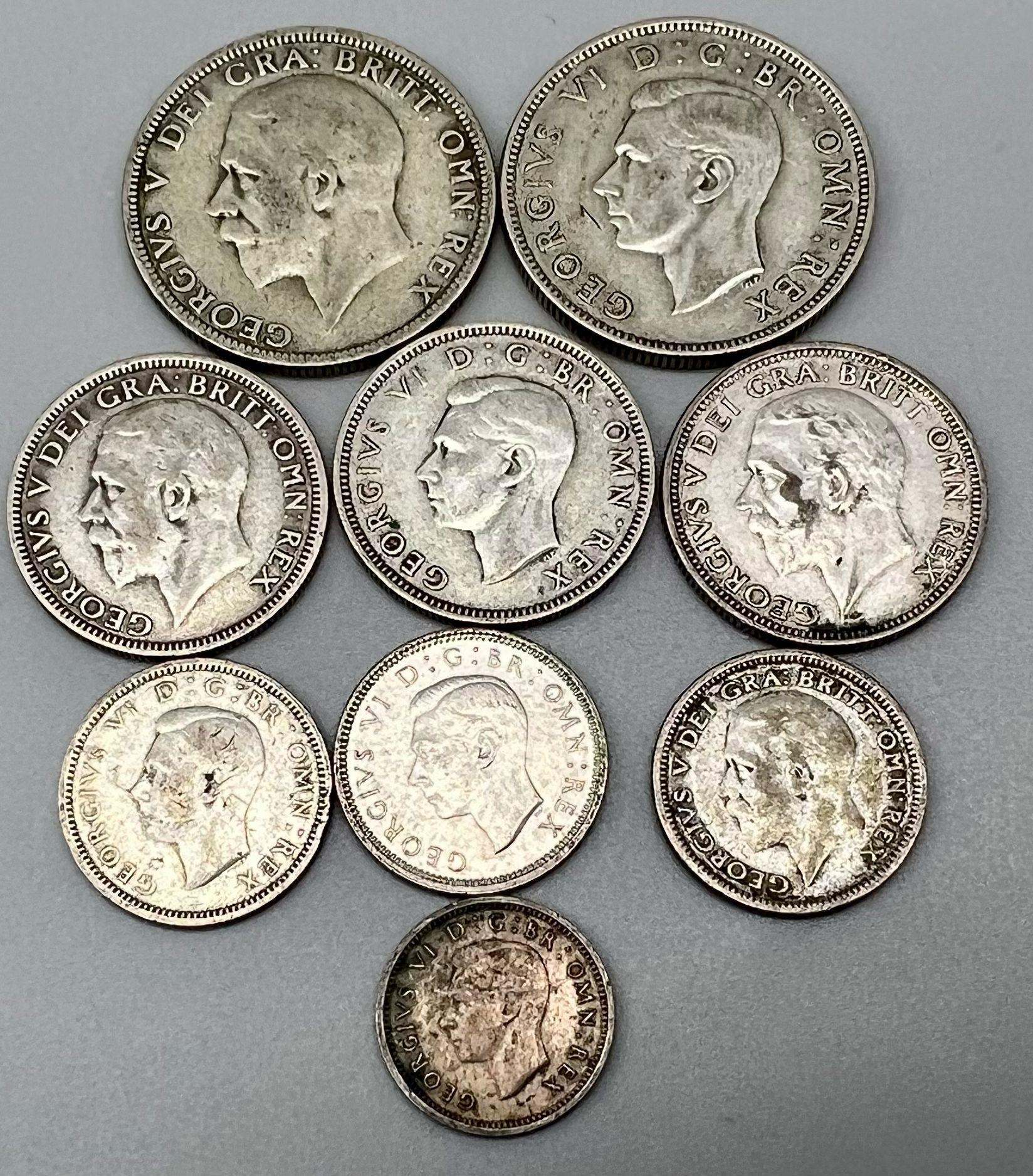 SELECTION OF 9 COINS, 3 X 1 SHILLING 1926, 1935, 1946 & 3 X 6 PENCE 1927, 1938, 1944 & 1937 3 PENCE,