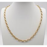 A 9K Yellow Gold Elongated Link Necklace. 44cm. 6.7g