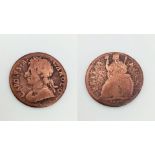 A Charles II 1679 Copper Farthing Coin. S3394. Please see photos for conditions.