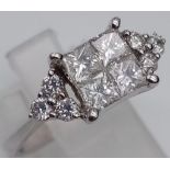 18K White Gold DIAMOND RING. 1.05CT Diamond. Total Weight 4.7G SIZE N