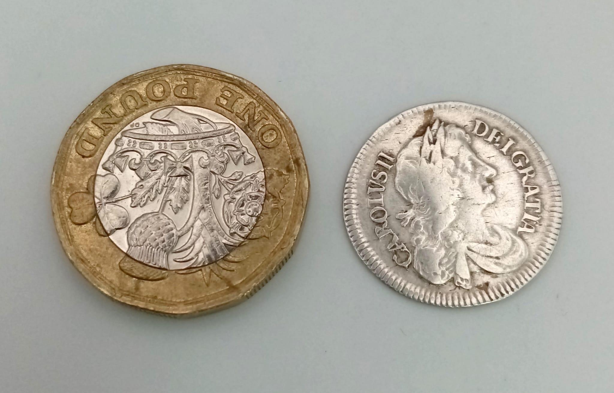 A Charles II 1679 Silver Fourpence Coin. S3384. Please see photos for conditions. - Image 3 of 4