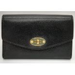 A Mulberry Black Leather Purse/Wallet. Central inner zipped compartment - plenty of flap room.