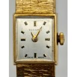 A Vintage Swiss Rodania 9K Solid Gold Ladies Watch. 9K gold bracelet and case - 15 x 15mm.