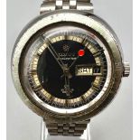 A Rare Vintage Titoni 660 Seascoper Gents watch. Stainless steel strap and case - 40mm. Black and