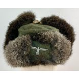 WW2 German Rabbit Fur Winter Hat Nicknamed “The Eastern Front Cold Cap”.