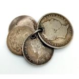 A 19th Century 5 Antique Silver Coin Pendant (Dates Showing ¼ Rupee 1862, 1878 Kopeks, and George