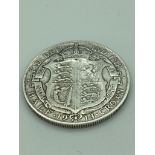 SILVER HALF CROWN 1914 in very/extra fine condition having clear detail to both sides.