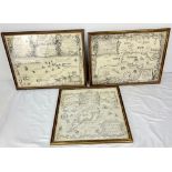 3 x Hand Drawn Historical Pirate maps of GUANAJA and PORT ROYAL ROATAN ISLAND in Honduras and Puerto