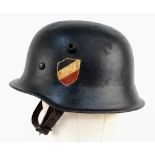 3rd Reich Early Waffen SS Lightweight M18 Helmet with Hand-Painted Decals.