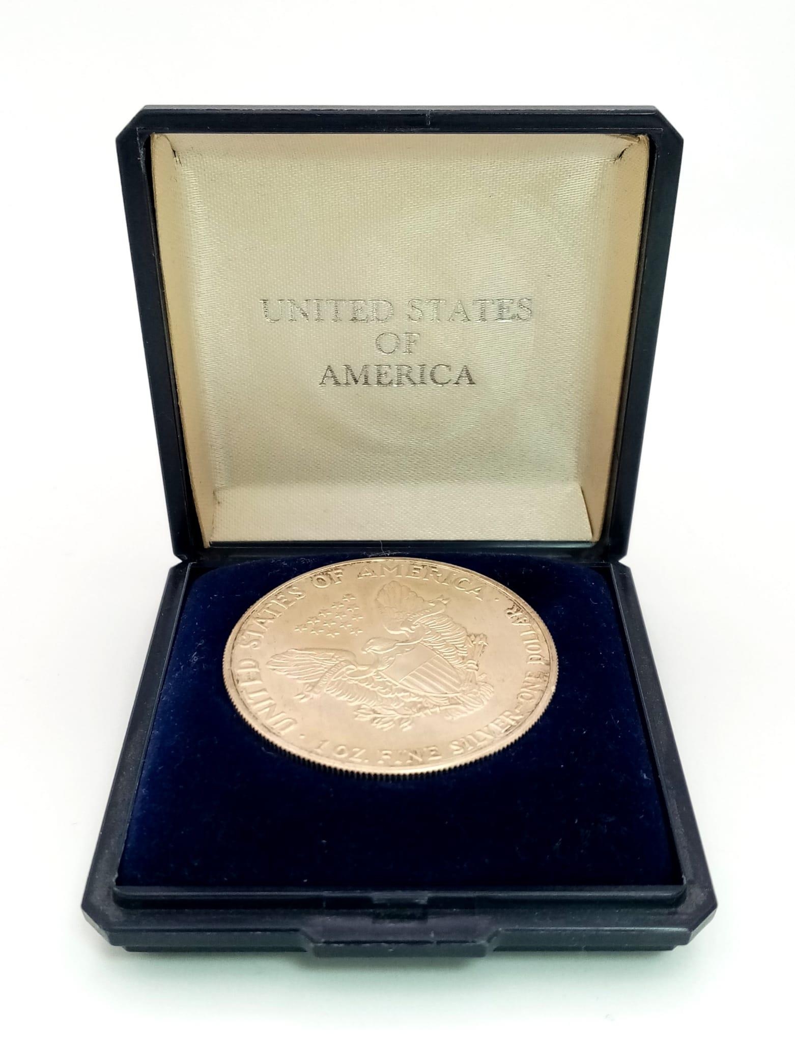 A USA 1986 Silver One Dollar Coin. 31.4g. In original presentation box. - Image 4 of 6