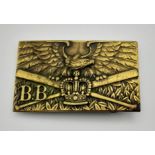 American bald Eagle Belt Buckle, with crossed baseball bats and kings crown over bamboo leaf