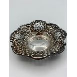 Antique SILVER TRINKET DISH with hallmark for Birmingham 1897. Attractive openwork and repousse