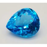 A Sublime 55ct Brazilian Blue Topaz. Pear-cut, with no visible inclusions. Wonderfully faceted