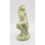 A Jade Figure of a Beautiful Lady. Green/white jade - 22cm tall. Weight - 1010g.