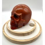 A 1,100g Natural Hand-Crafted Red Jasper Skull. A wonderful addition to your cabinet of curiosities.