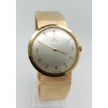 A Wonderful Vintage Solid 9K Gold Omega Gents Watch. 620 movement with 17 jewels. 9k gold strap