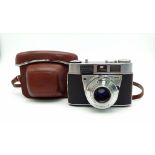 A Vintage Kodak Retinette 35mm Camera. Comes in a leather case. In very good condition for its age.