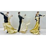 A Classic Ballroom Scene, with 3 Sets of Ballroom Dancer Partners, Each is Approx. 28cm Tall.