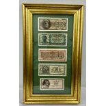A complete set of 1944 Greek drachma notes (half million, one million, two hundred million, ten
