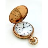 A Sublime Vintage 9K Gold Vertex Full Hunter Pocket Watch. White dial with sub second dial. Top