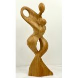 A Wood Sculpture of Two Lovers as One - Or, the Aliens have landed. 57cm tall.