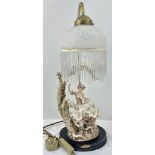 A Crystal Fringed Table Lamp. Full Working Order. 51cm Tall.