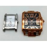 Two watches A CERRUTI stainless steel and rose gold plated without bracelet. Case: 38 x 36 mm And